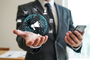 Global business strategy in the palm of a hand.