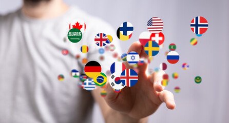 Image of many flags from around the world, representing global connections.
