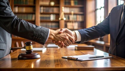 Lawyer and Client Shaking Hands after Successful Contract Negotiation