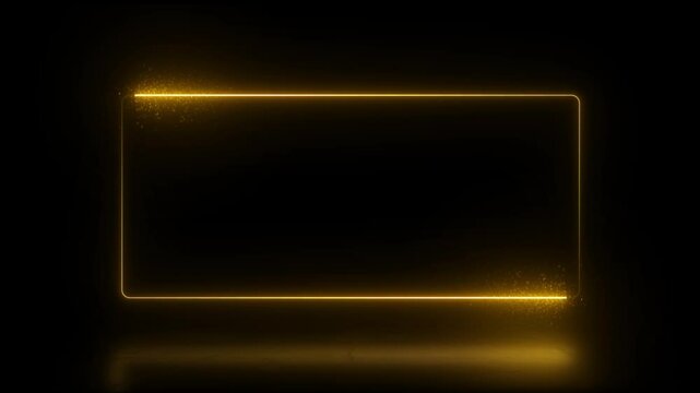 neon border frame, gold glowing border with shiny particles, rectangle, frame, border black screen, glowing glitter frame, glowing shiny border