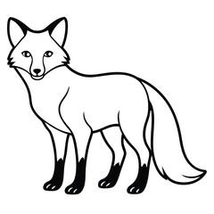 Outline of a fox standing calmly with its head slightly tilted to the side