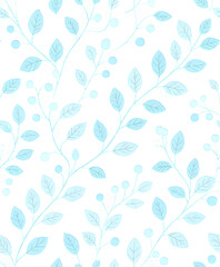 Sky Blue Floral Pattern on Transparent, Elegant Design Element