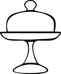 Cake stand in flat icon style. Vector illustration. Empty tray for cake, fruits, dessert. outline isolated on white background 