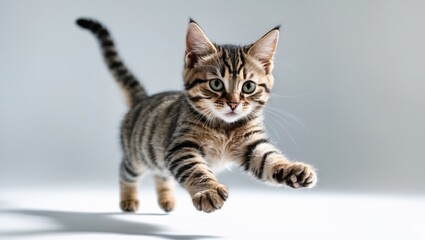 Obraz premium Side view of an active running cat isolated image