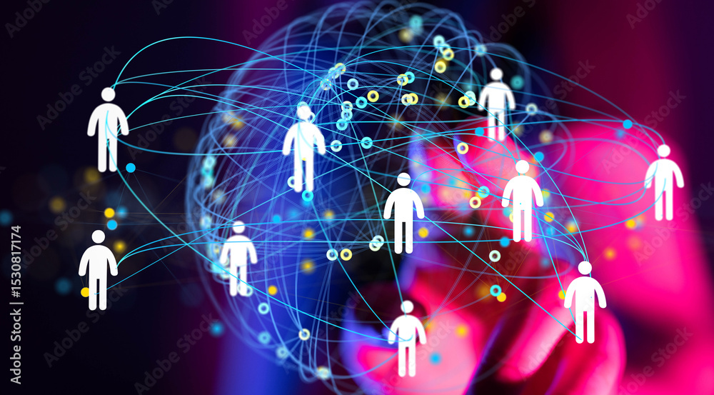 Aufkleber abstract image depicting a global network of interconnected people. ideal for technology, social med