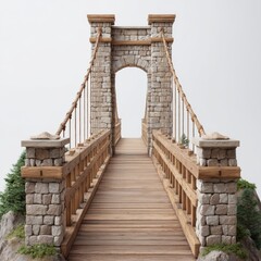 Fototapeta premium Stone bridge architecture structure on white background