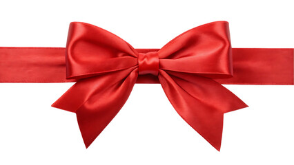 Fototapeta premium Red satin bow on smooth ribbon