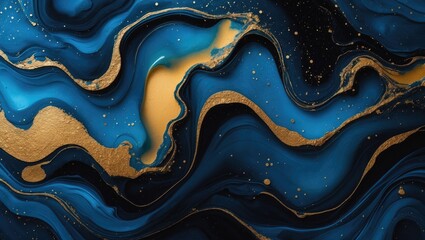 Obraz premium Abstract color blots on a horizontal background, featuring marble texture and alcohol ink colors.