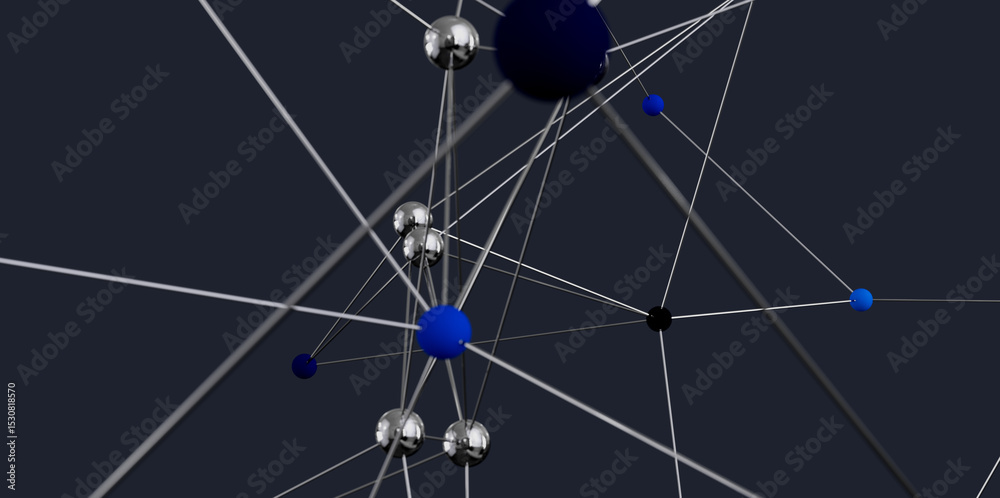 Fototapete High-quality 3D render of an abstract network. Ideal for tech, connection, and communication concepts.