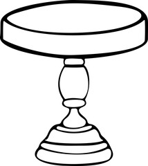 Vector icon illustration. Cake stand with cloche outline. Isolated on white background 