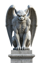 White Gargoyle Icon with Transparent Background, Gothic Design