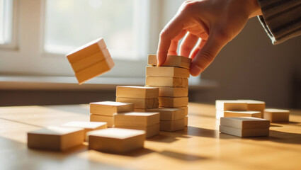 Business ideas of the new generation leaders with the differences and courage to invest for successful businesses in the future. Jenga, Leadership, Risk, Strategy, Decision, Planning