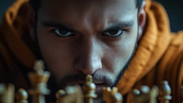 The serious man sat quietly at the table, thinking deeply about his important decisions ahead.