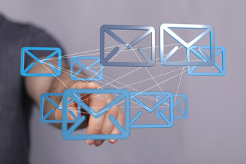 Seamless email connectivity.  Visual representation of global communication and network.