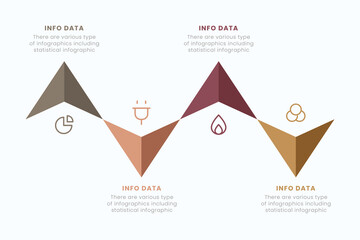 Business presentation growth arrow infographic template with 4 steps or process to success, vector illustration.