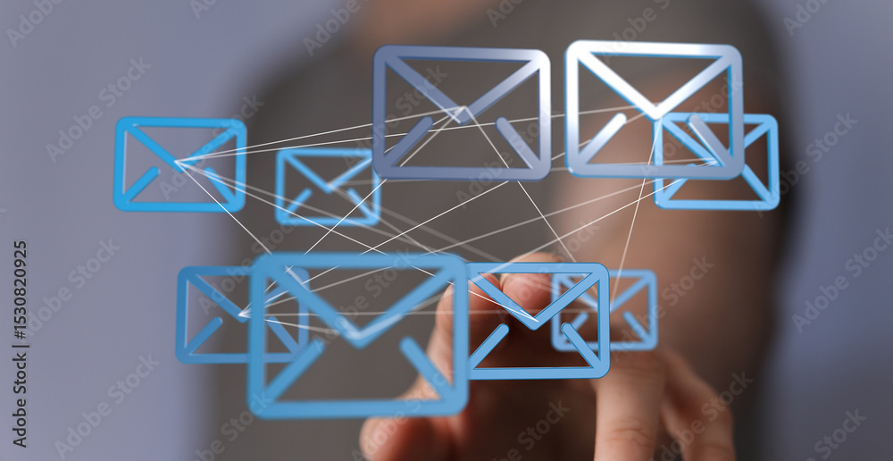 Poster image depicts a network of interconnected email icons, symbolizing global communication and collabor