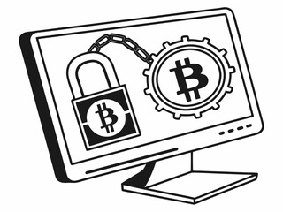 Minimalist Flat Black And White Icon Of A Computer Screen Wi Design