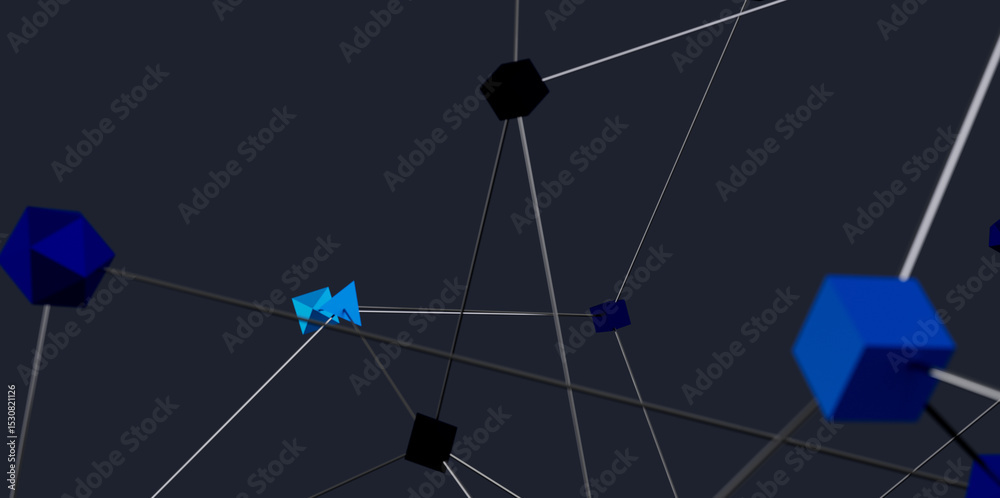 Aufkleber Modern abstract background image featuring interconnected cubes and lines. Ideal for technology, networking, and connection concepts.