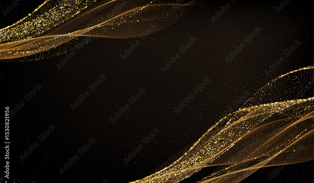 Poster Abstract shiny color gold wave design element. Vector illustration. Merry Christmas and Happy New Year Background. BG for invitation and greeting card