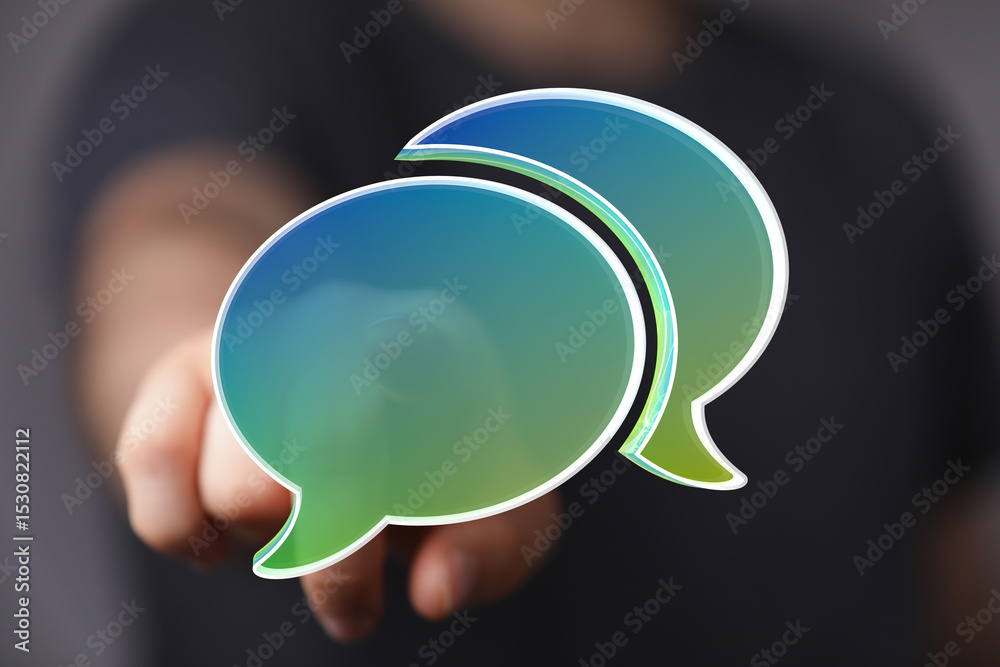 Aufkleber Abstract image of two speech bubbles, symbolizing communication and connection.