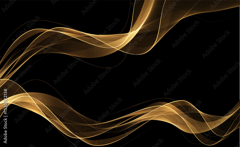 Poster Abstract shiny color gold wave design element. Vector illustration. Merry Christmas and Happy New Year Background. BG for invitation and greeting card