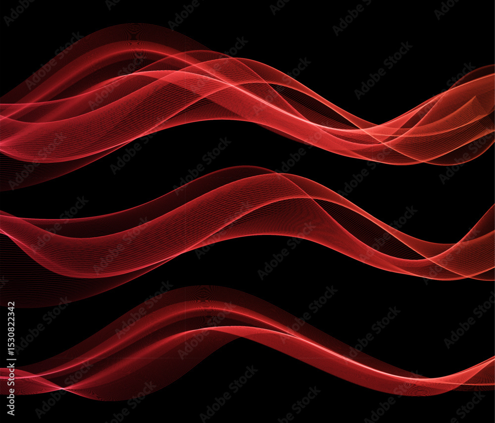 Poster vector abstract shiny glowing red color wave. transparent wavy lines. elegant luxury background. bla