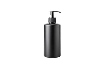 Obraz premium Black matte finish pump dispenser bottle with sleek modern minimalist design for cosmetics, isolated on a transparent background