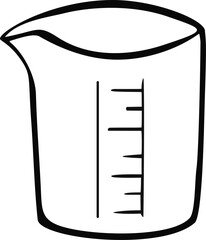 Baking cap, kitchen measuring cup. outline vector, isolated on white background 