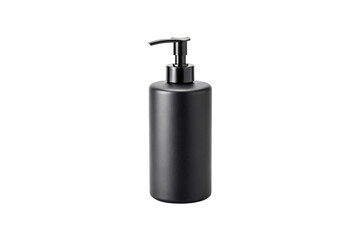Sophisticated black pump dispenser with metallic accents and premium luxurious bathroom accessory design, isolated on a transparent background
