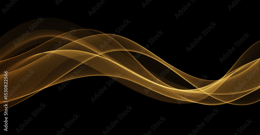 Poster vector abstract shiny glowing gold color wave. transparent golden wavy lines. elegant luxury backgro