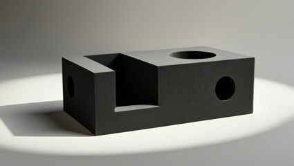 Fototapeta premium Black high-impact closed-cell polyethylene foam shell isolated on white background, serving as specially engineered packing material.