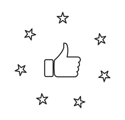 Thumbs up with circle stars good rating icon. Review, feedback, rating vector icon design. illustration of best choice, best choice symbol, vector art. 