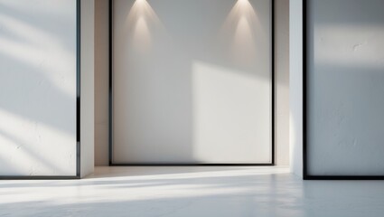 Black picture frame on a white wall. Elegant photo frame with passe-partout.