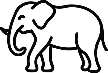 A simplistic elephant outlined with bold lines showcases its form and character