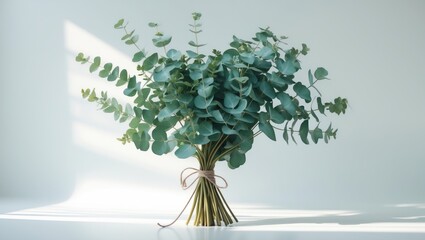 A arrangement of silver dollar eucalyptus flowers and foliage.