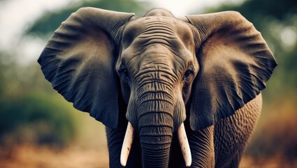 A portrait of a bull Elephant captured in the Khwai region of the Okavango Delta in northern Botswana