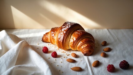 A breakfast or bakery item is shown on a white table in front of a kitchen wall, related to preparing and consuming healthful meals from the sky.