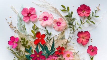 A captivating presentation of dried flowers and leaves showcases the detailed patterns and textures found in nature.
