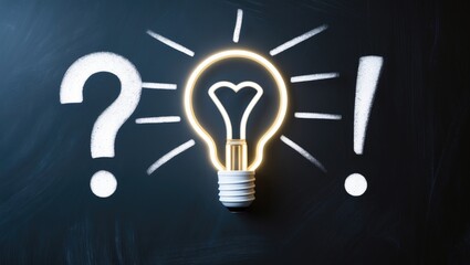 Concept of problem solving through innovative ideas displayed on a blackboard