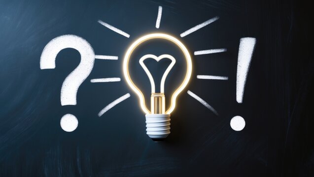 Concept of problem solving through innovative ideas displayed on a blackboard