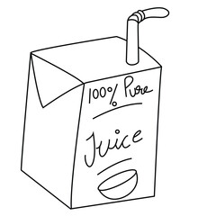 Cute cartoon hand drawn vector juice box outline.