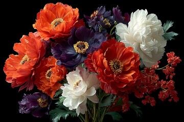 Red chrysanthemum and white flower cluster high resolution picture