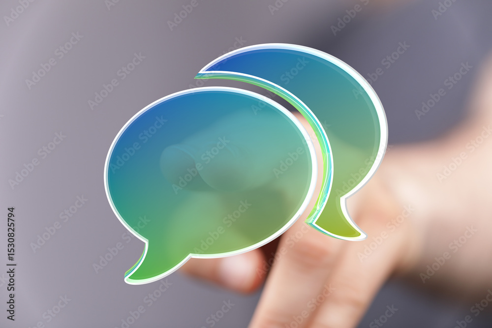 Poster Abstract image of speech bubbles, representing communication, conversation, and connection.