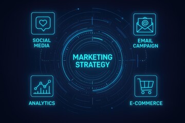 Fototapeta premium Digital marketing strategy plan components ecommerce social media