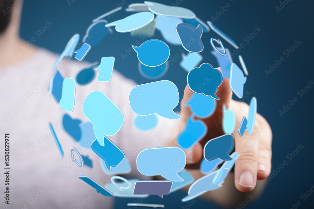 Aufkleber seamless communication. global network. digital dialogue. connect with the world.