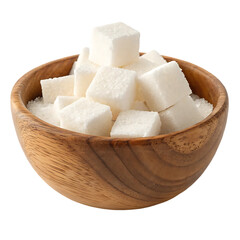 Sugar Cubes in Wooden Bowl