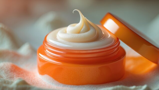 Close-up of cosmetic cream for care with a very shiny appearance.