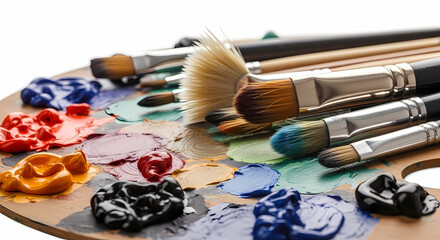 Obraz premium Inspiring Artist's Palette: Vibrant Colors & Painting Tools