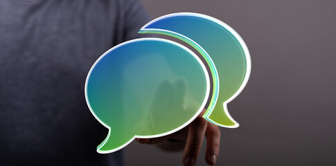Abstract image of two speech bubbles.  Concept for communication, conversation, or online chat.