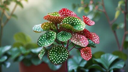 Begonia Polkadot, also called Begonia Maculata or Polka Dot Begonia, is appreciated for its unique, polka-dotted leaves and red undersides.